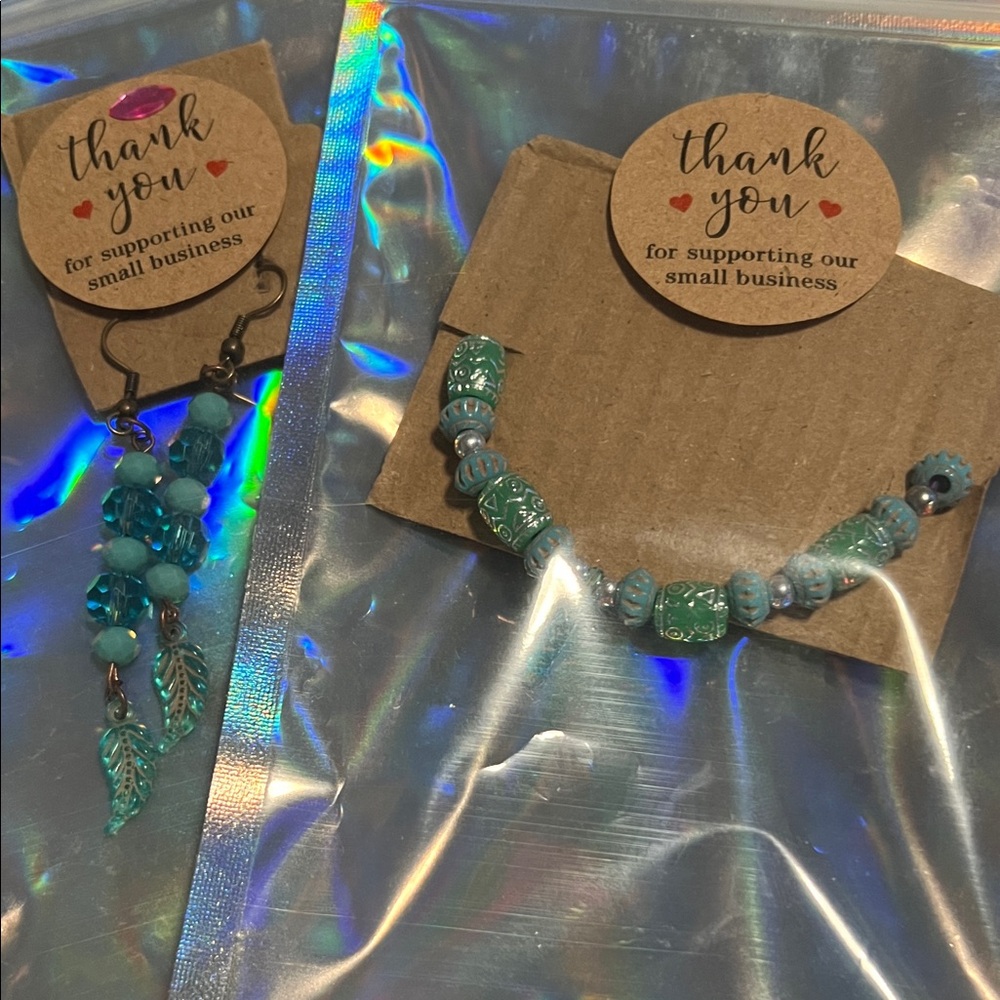 Handcrafted Elegant Blue Beaded Jewelry Set